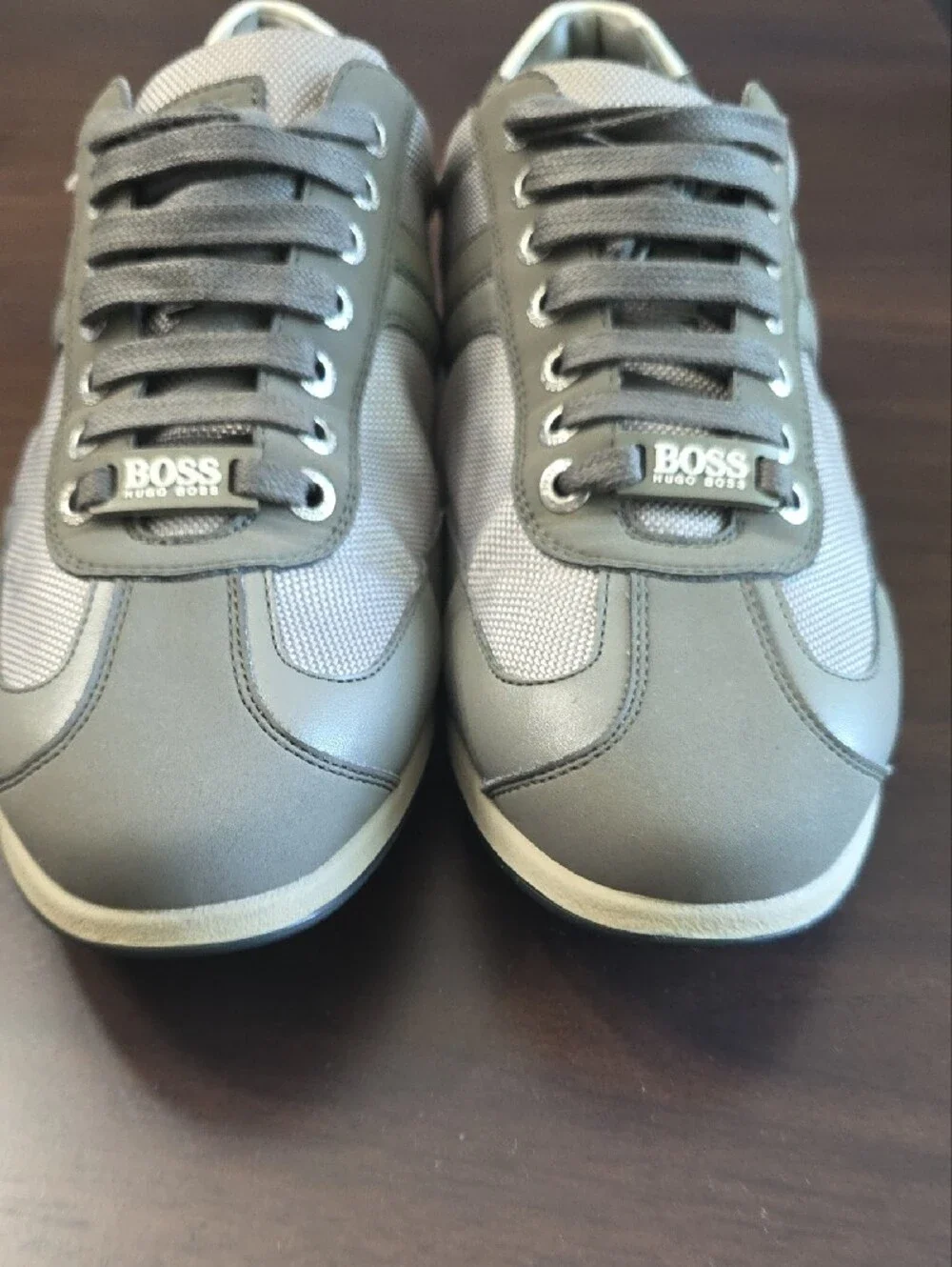 Boss Men's Gray Low-Top Lace-Up Sneakers